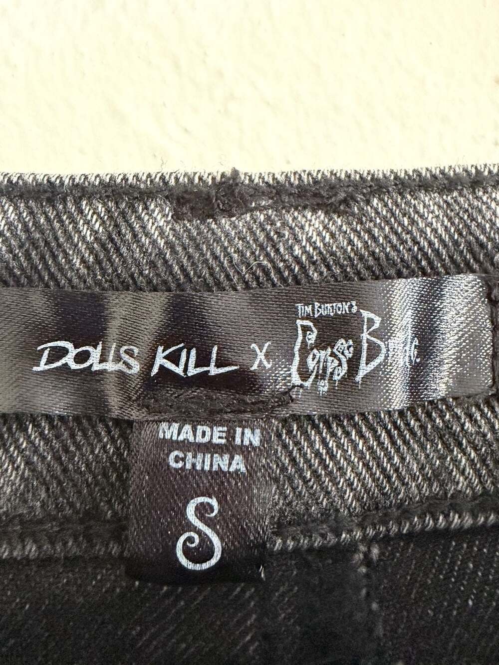 Dolls Kill x Corpse Bride Wide Leg Jeans with Spiderweb Graphic and Detachable C - Picture 4 of 4